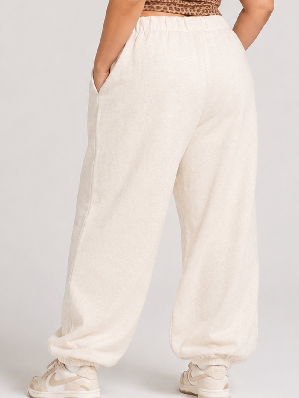 PINK Victoria's Secret Cream Elastic-Waist Joggers